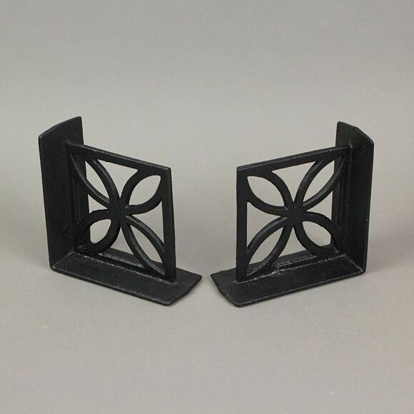 Set of 2 Cast Iron Breeze Block Bookends Mid Century Modern Home Bookshelf Decor - Picture 5 of 5